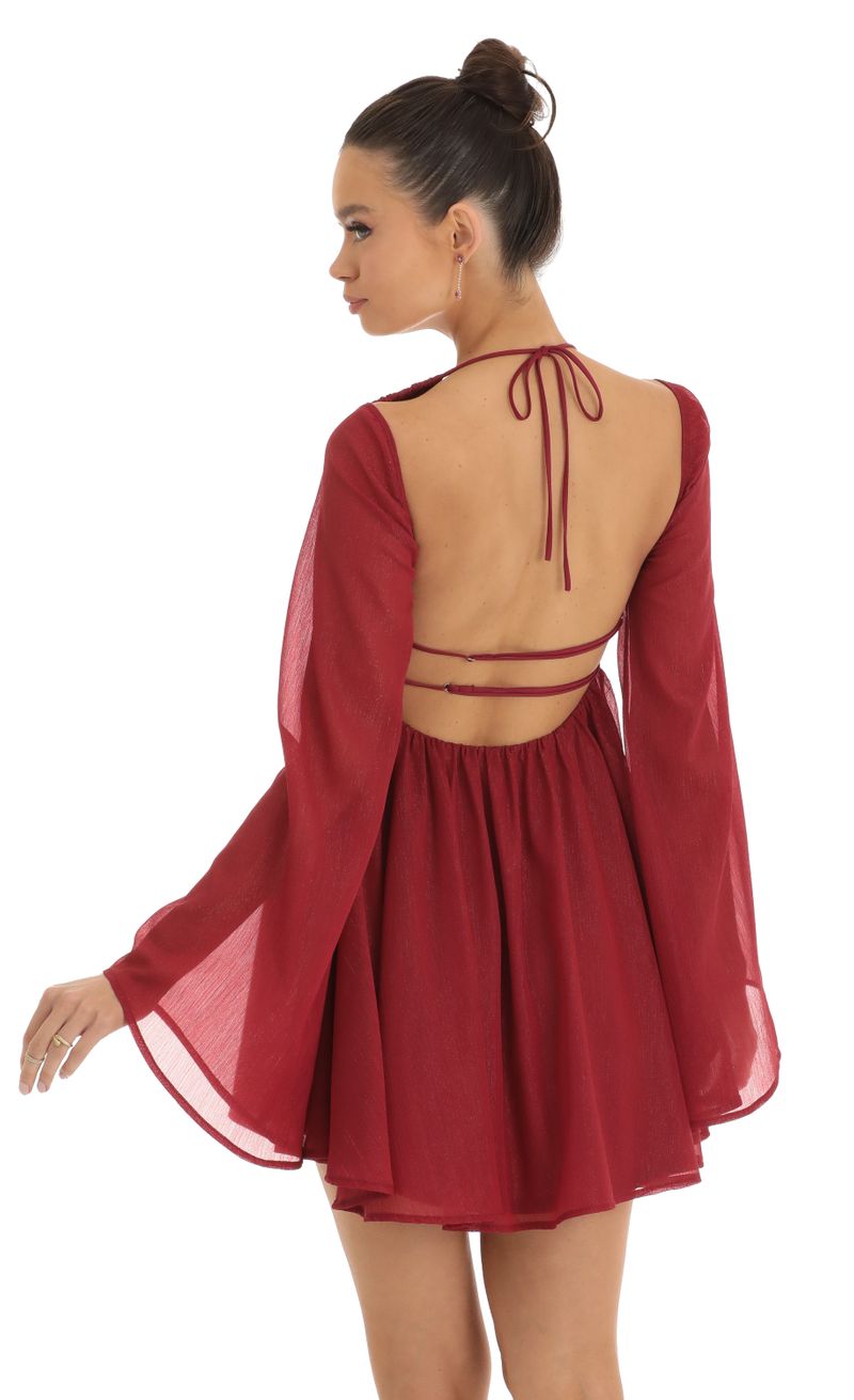 Picture Akila Chiffon Plunge Neck Dress in Red. Source: https://media.lucyinthesky.com/data/Jan23/800xAUTO/3d3e9556-8f32-4033-a93c-9f58342c21c5.jpg