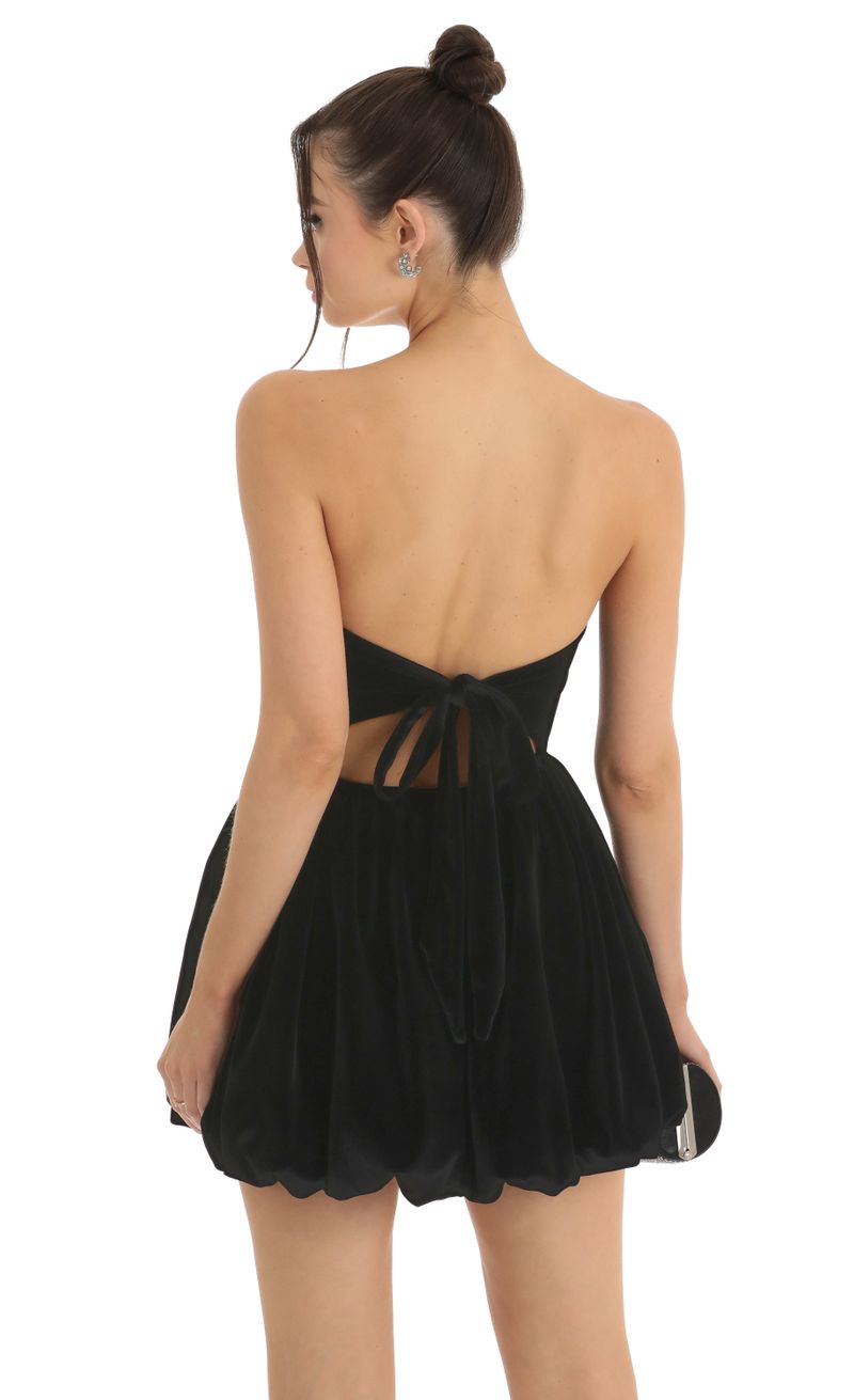 Picture Amabel Velvet Bubble Dress in Black. Source: https://media.lucyinthesky.com/data/Jan23/800xAUTO/422339bf-cefb-493b-8cfa-ce01a53182ab.jpg