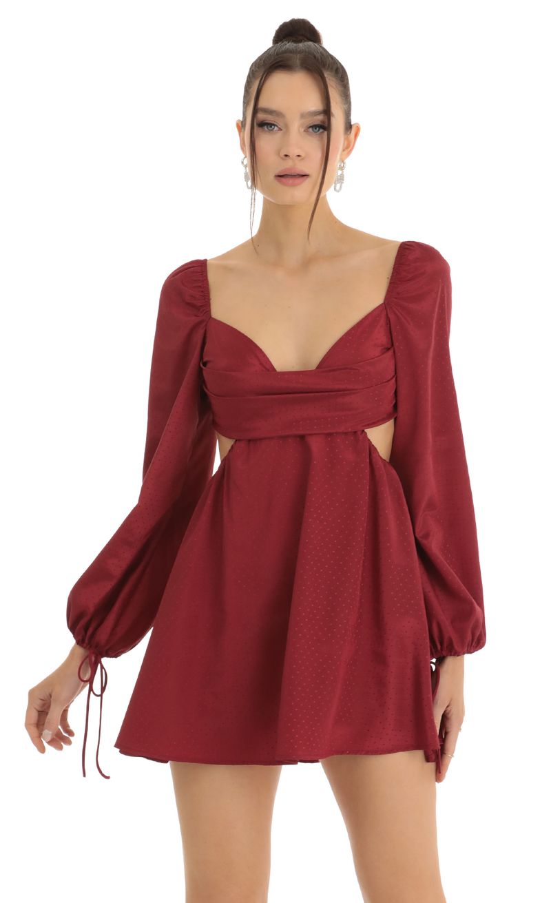 Red long sleeve fit and hot sale flare dress