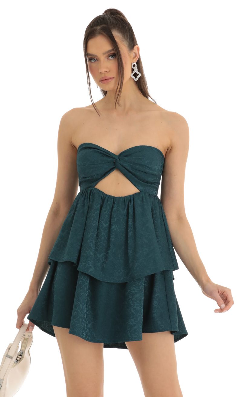 Picture Camryn Jacquard Cutout Dress in Green. Source: https://media.lucyinthesky.com/data/Jan23/800xAUTO/b949fc4d-9f88-4222-8774-6da913392ade.jpg