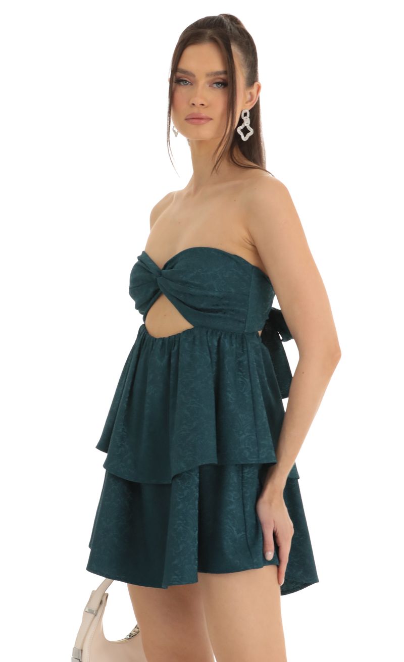 Picture Camryn Jacquard Cutout Dress in Green. Source: https://media.lucyinthesky.com/data/Jan23/800xAUTO/d7bbc68b-04a0-4155-9b72-c911439b514d.jpg