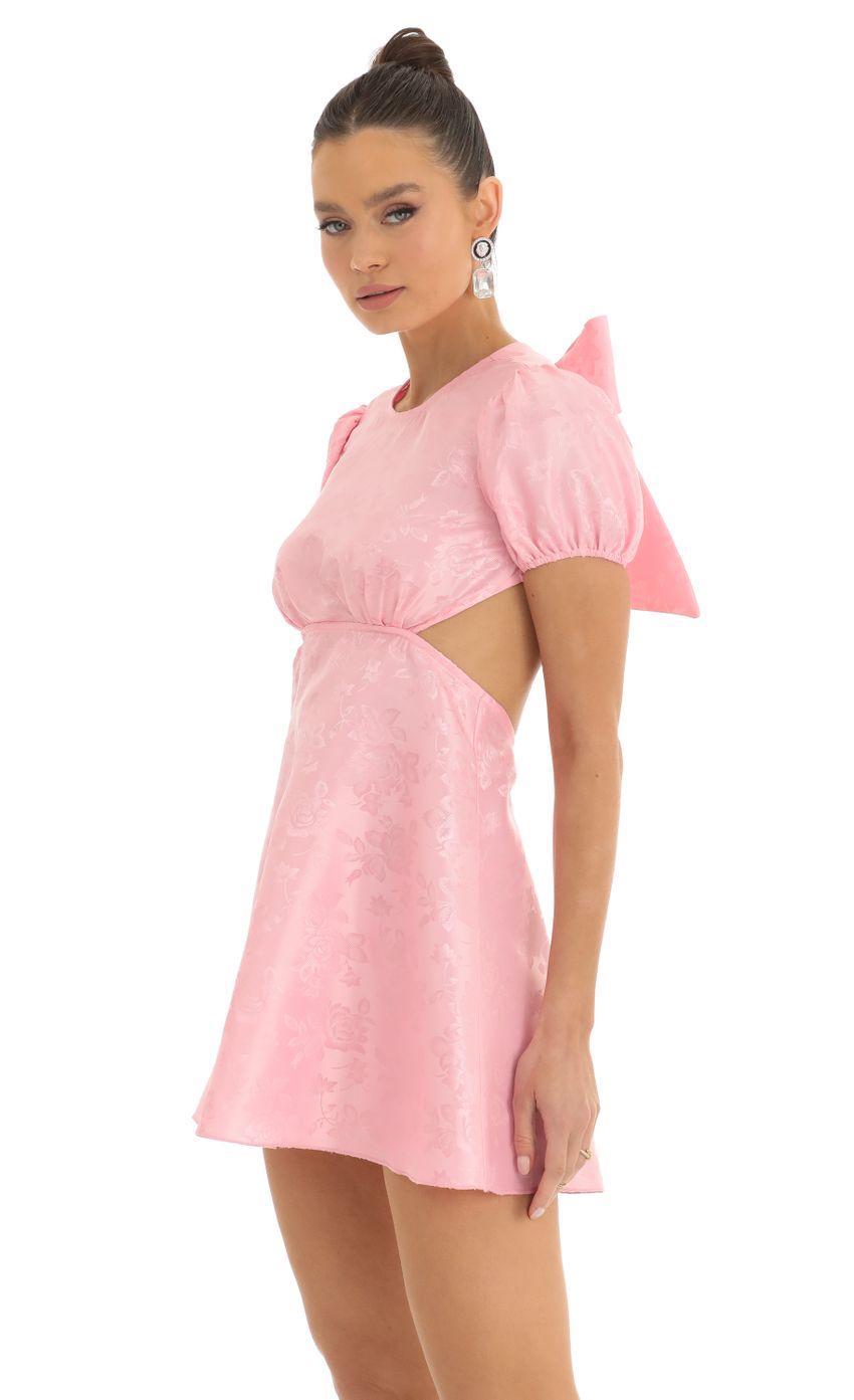 Chandler Floral Jacquard Baby Doll Dress in Pink LUCY IN THE SKY