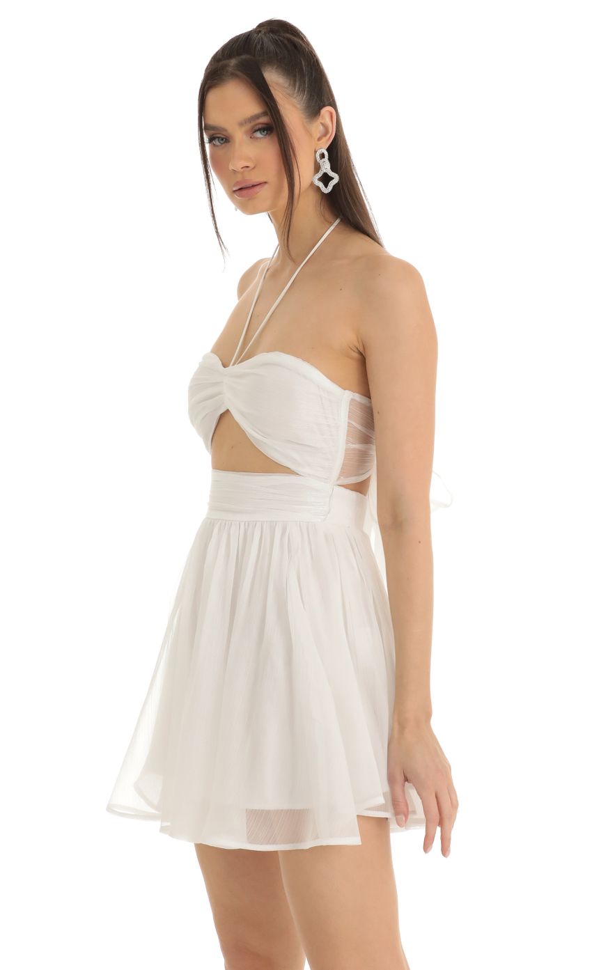 Picture Zaya Halter Cutout Dress in White. Source: https://media.lucyinthesky.com/data/Jan23/850xAUTO/0603b370-85c2-48fe-9e83-0d195f4cb3dd.jpg