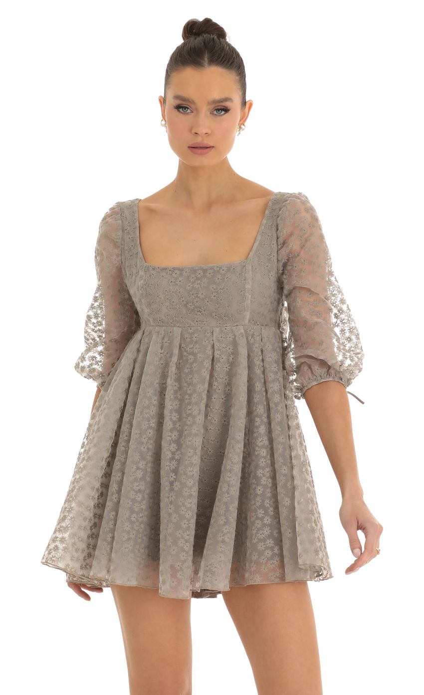 Picture Lania Embroidered Floral Baby Doll Gress in Grey. Source: https://media.lucyinthesky.com/data/Jan23/850xAUTO/138f88eb-3cf4-4336-9e95-49ce30d202e8.jpg