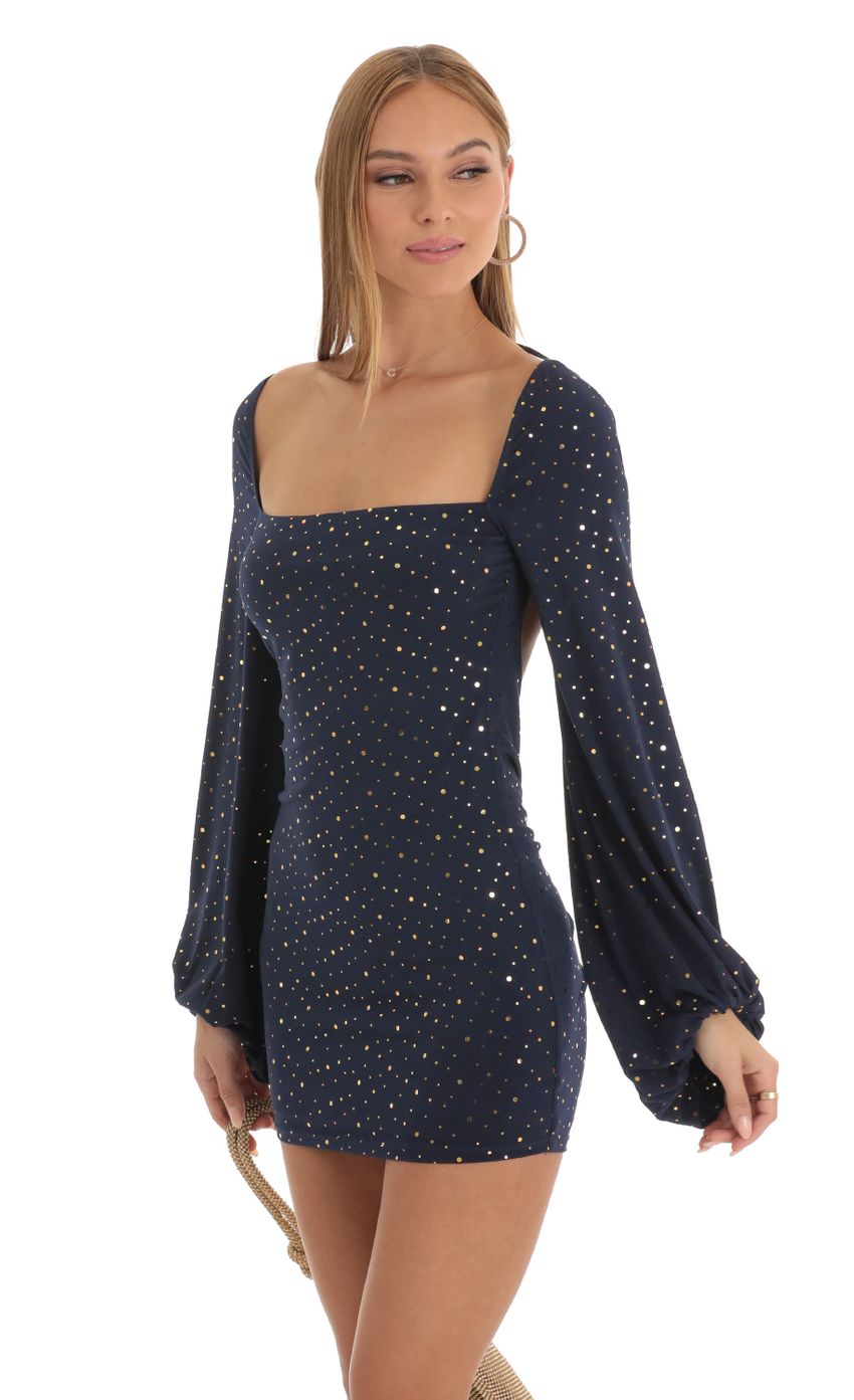 Picture Kirsten Gold Shimmer Open Back Dress in Dark Blue. Source: https://media.lucyinthesky.com/data/Jan23/850xAUTO/1ff32bc6-02fa-4c64-acc6-c0699aa0b157.jpg