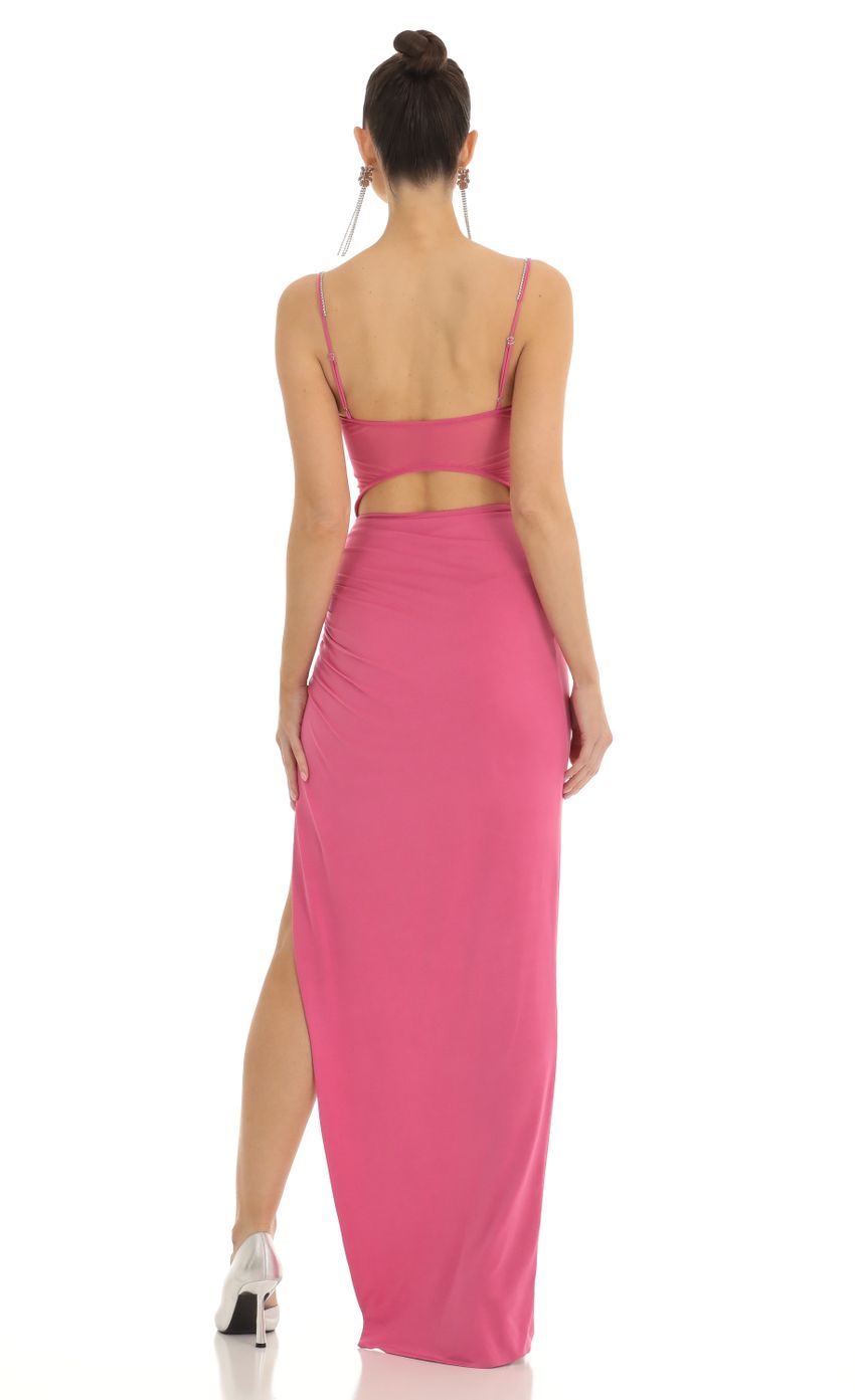 Picture Calla Rhinestone Strap Maxi Dress in Hot Pink. Source: https://media.lucyinthesky.com/data/Jan23/850xAUTO/311841ed-8e36-40b4-ba9a-a9f0e92b8883.jpg