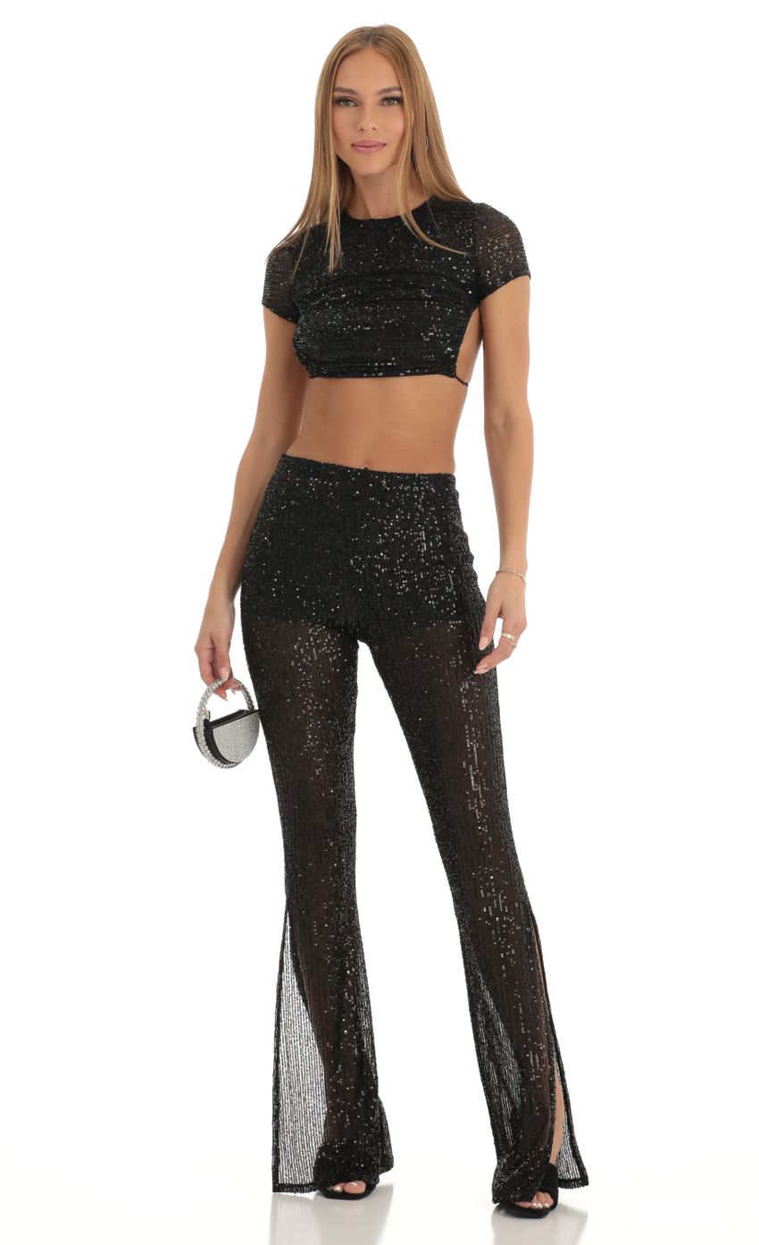 Picture Ada Sequin Two Piece Pant Set in Black. Source: https://media.lucyinthesky.com/data/Jan23/850xAUTO/46817e34-3a66-43ee-81b9-ae8b688e556c.jpg