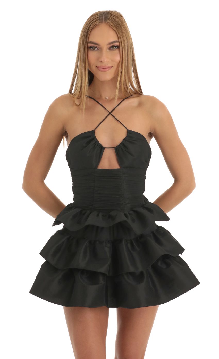 Picture Scout Ruffle Skirt Dress in Black. Source: https://media.lucyinthesky.com/data/Jan23/850xAUTO/5414c536-978c-4ce2-9174-32f9d65c7ba1.jpg