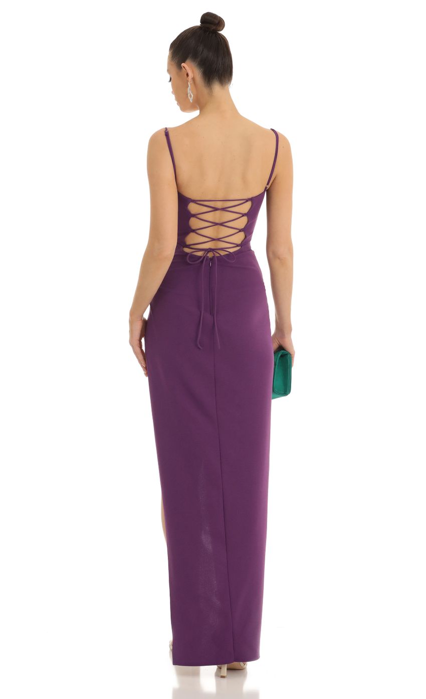 Picture Lipa Draped Crepe Maxi Dress in Purple. Source: https://media.lucyinthesky.com/data/Jan23/850xAUTO/5793c4f4-9c73-4d77-a4b9-e1aa2e3eddd4.jpg