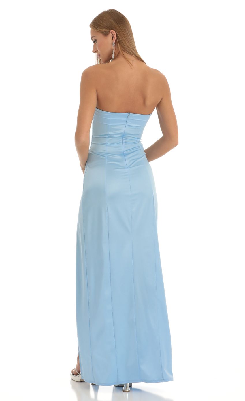 Picture Nicholya Satin Pleated Strapless Maxi Dress in Baby Blue. Source: https://media.lucyinthesky.com/data/Jan23/850xAUTO/69319133-3d7e-4079-a23c-2205c38a5e78.jpg