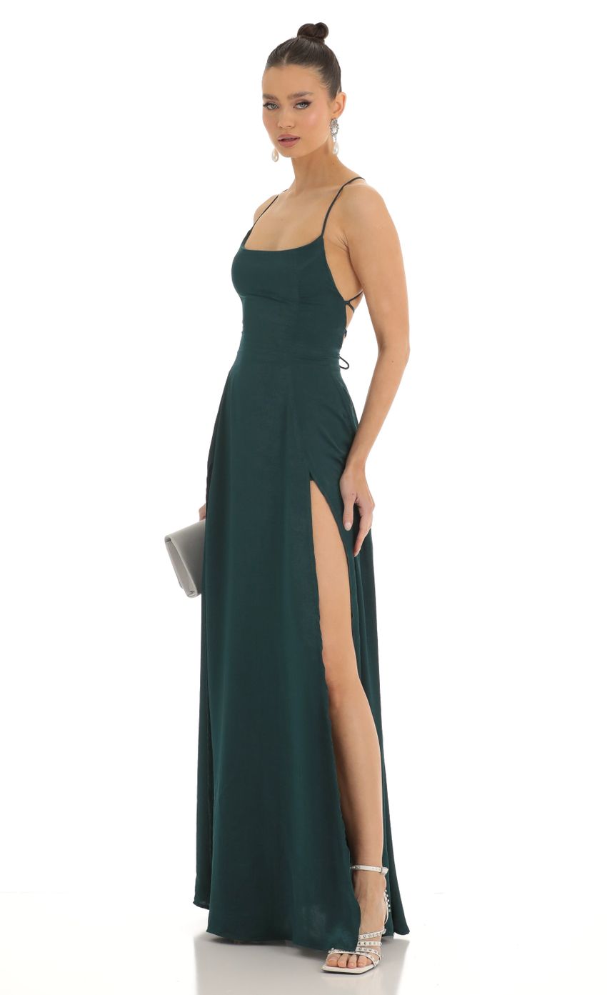 Picture Caitlin Satin Slit Maxi Dress in Green. Source: https://media.lucyinthesky.com/data/Jan23/850xAUTO/6b26a37a-3494-49a9-9429-ea4d2f51d9b9.jpg