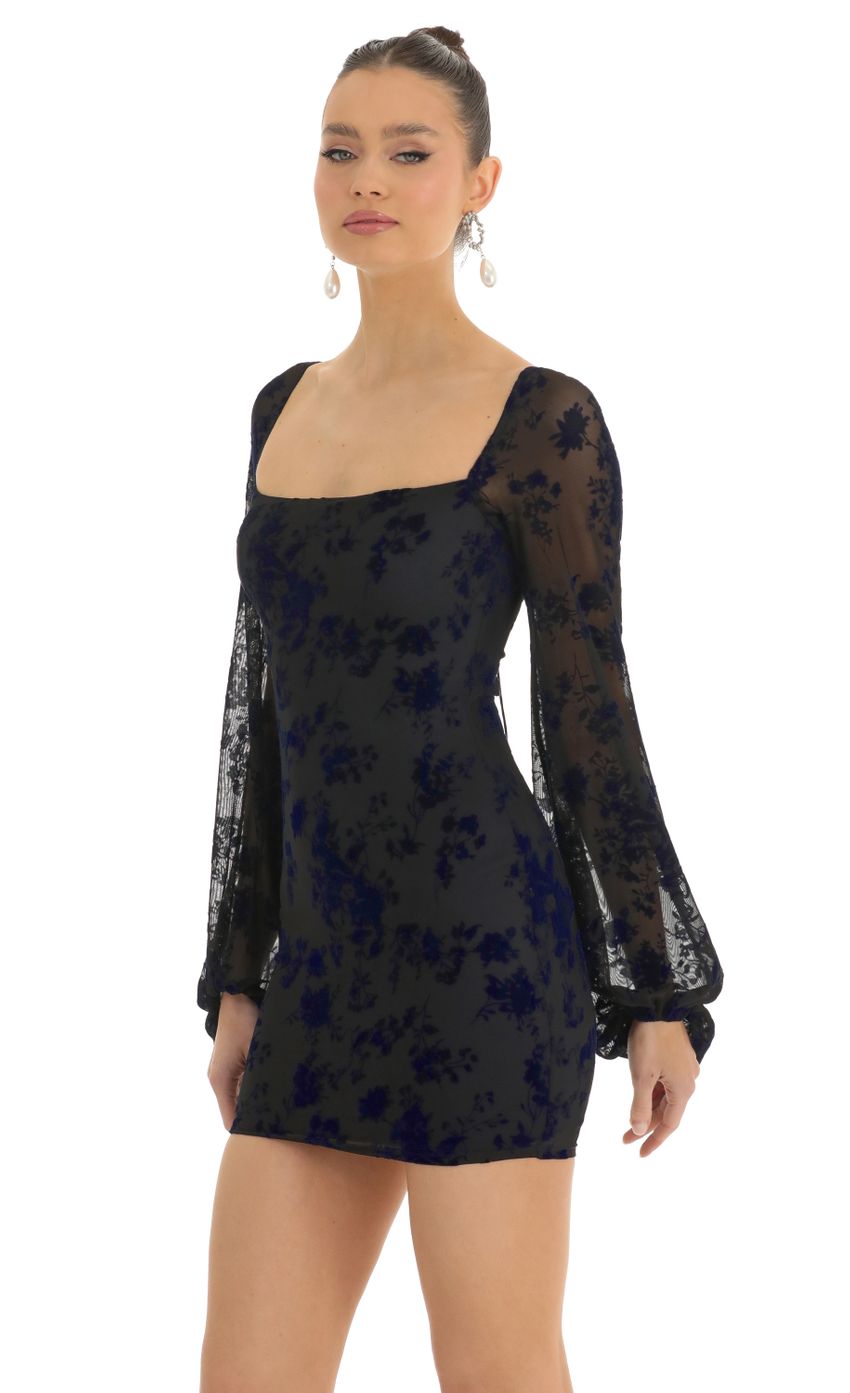Picture Shantelle Floral Velvet Long Sleeve Dress in Black. Source: https://media.lucyinthesky.com/data/Jan23/850xAUTO/71a1eb82-769f-461b-a7c4-a89d368bafd2.jpg