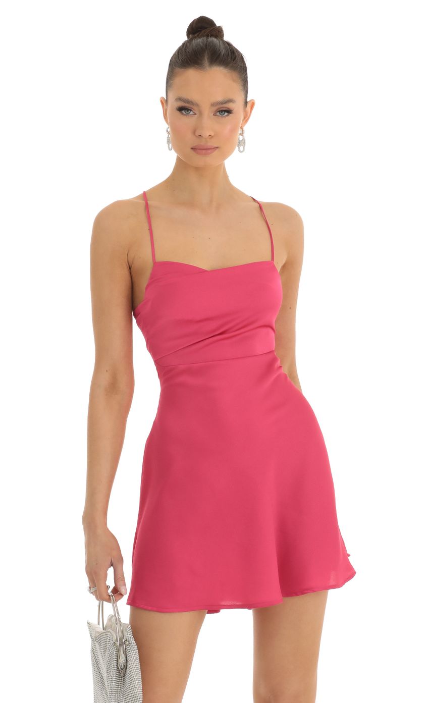 Picture Rowena Satin A-Line Dress in Pink. Source: https://media.lucyinthesky.com/data/Jan23/850xAUTO/75c1b3b5-592f-452e-9f88-e007501f6038.jpg