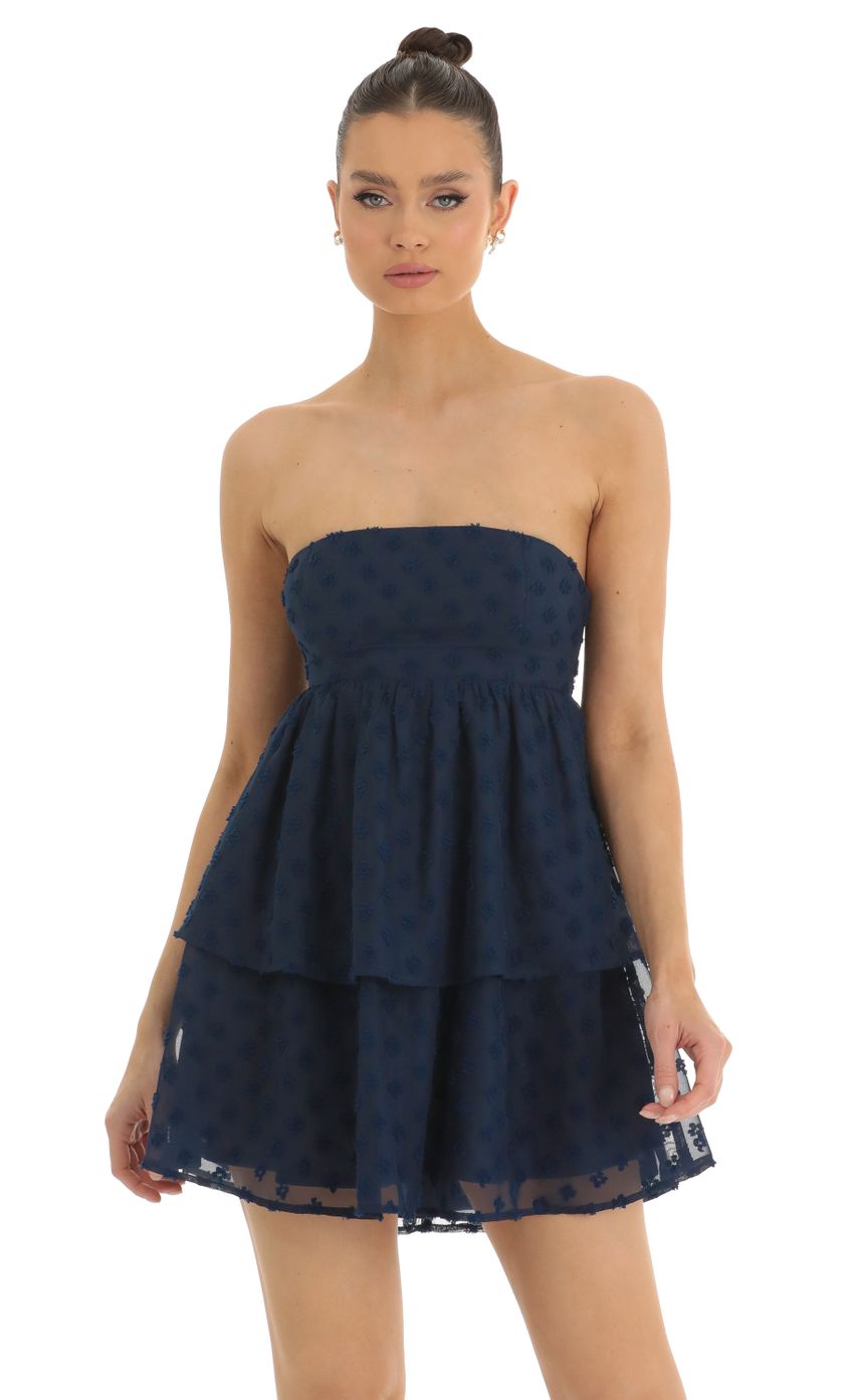 Picture Yvette Dotted Chiffon Baby Doll Dress in Navy. Source: https://media.lucyinthesky.com/data/Jan23/850xAUTO/77c1d371-3b91-4936-a8b2-0741991d31fb.jpg
