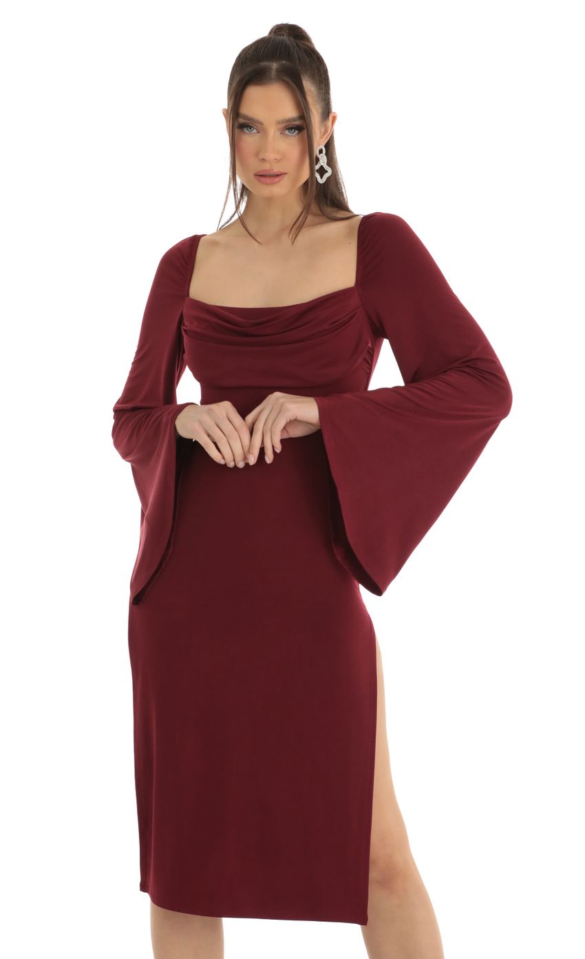 Picture Jazlyn Flare Sleeve Midi Dress in Red. Source: https://media.lucyinthesky.com/data/Jan23/850xAUTO/78ce7a03-1033-4bc5-bc44-e3343aa34a4f.jpg