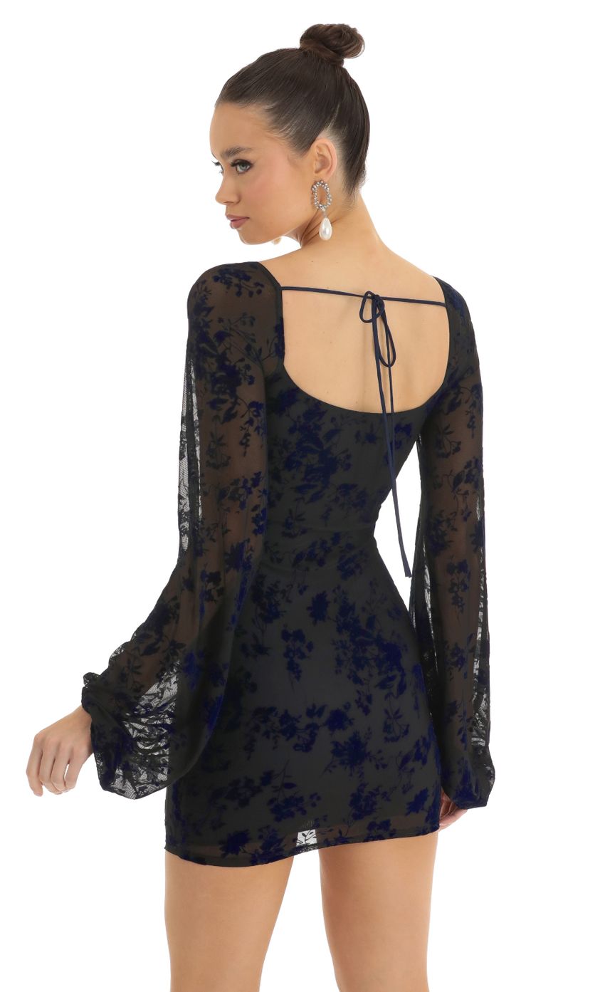 Picture Shantelle Floral Velvet Long Sleeve Dress in Black. Source: https://media.lucyinthesky.com/data/Jan23/850xAUTO/7925b423-948f-4670-a252-99875ddd071c.jpg
