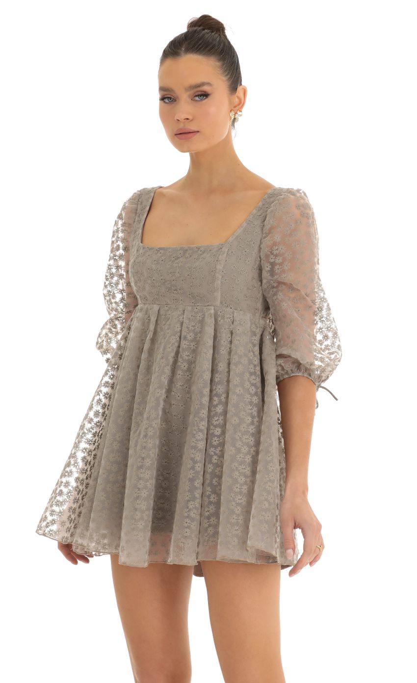 Picture Lania Embroidered Floral Baby Doll Gress in Grey. Source: https://media.lucyinthesky.com/data/Jan23/850xAUTO/849f6998-72c8-4f0a-9af9-51be30b1680e.jpg