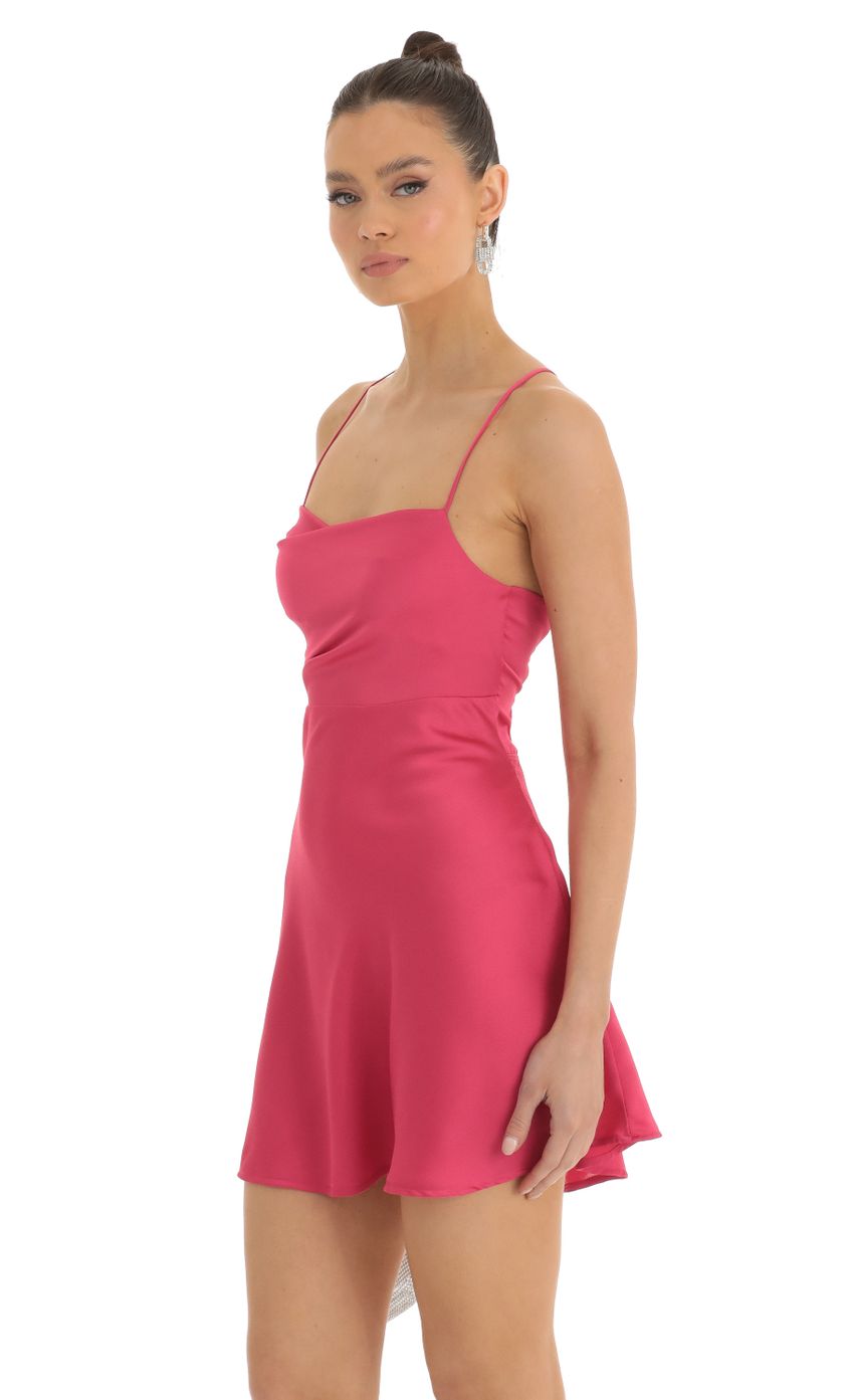 Picture Rowena Satin A-Line Dress in Pink. Source: https://media.lucyinthesky.com/data/Jan23/850xAUTO/88cf502f-53fc-461f-9410-aaa864fc144a.jpg