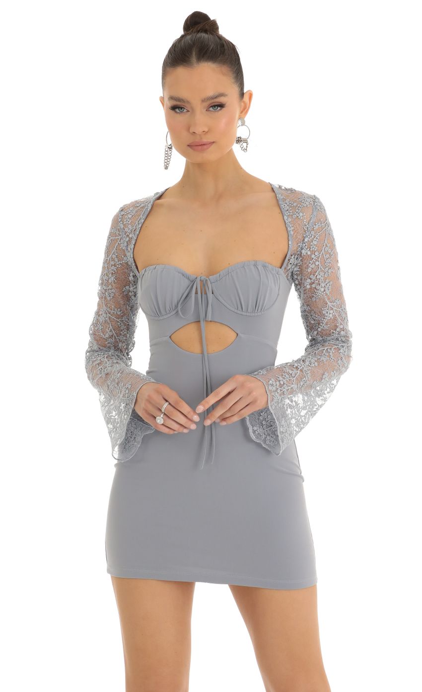 Picture Layton Emroidered Sleeve Cutout Bodycon Dress in Grey. Source: https://media.lucyinthesky.com/data/Jan23/850xAUTO/914e4e2f-9581-44f1-a6c3-9589a6eddd6a.jpg