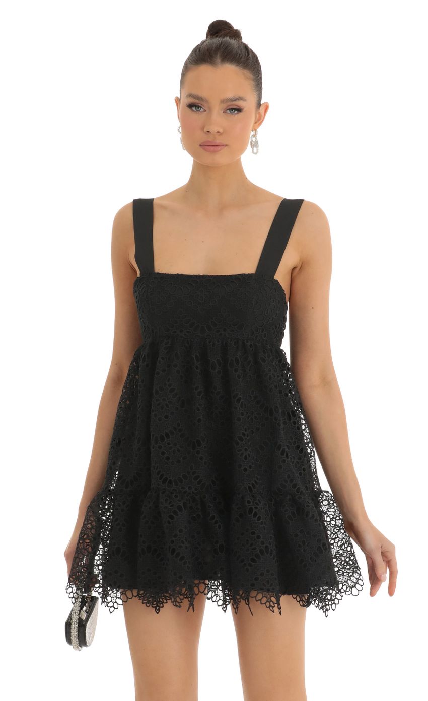 Picture Mave Eyelet Ruffle Baby Doll Dress in Black. Source: https://media.lucyinthesky.com/data/Jan23/850xAUTO/9465b4bd-185d-4ba1-af4f-f00737389650.jpg