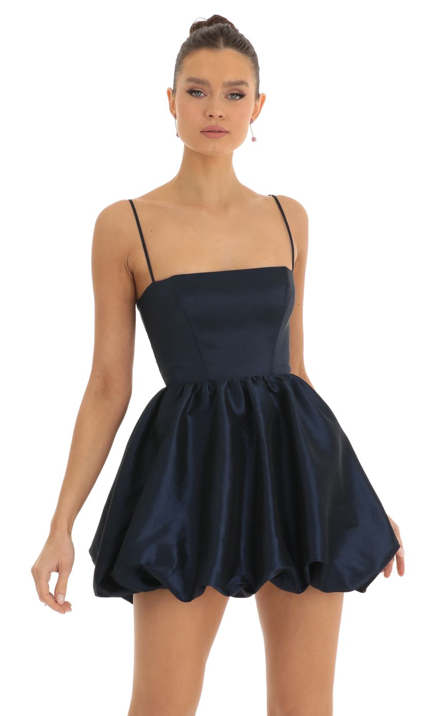 Zia Bubble Skirt Dress in Dark Blue | LUCY IN THE SKY