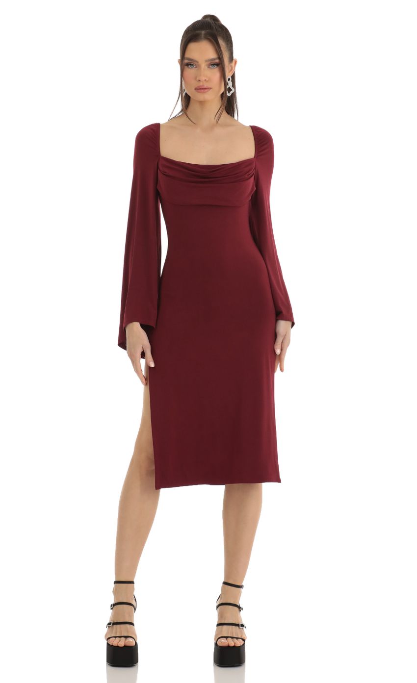 Picture Jazlyn Flare Sleeve Midi Dress in Red. Source: https://media.lucyinthesky.com/data/Jan23/850xAUTO/bc7e4d18-12c9-4db8-aa58-a72b46306a47.jpg