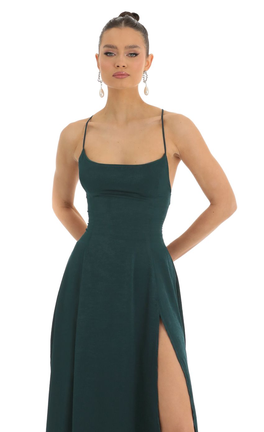 Picture Caitlin Satin Slit Maxi Dress in Green. Source: https://media.lucyinthesky.com/data/Jan23/850xAUTO/c157e53b-0e8b-4298-bb30-4e481b7184c1.jpg