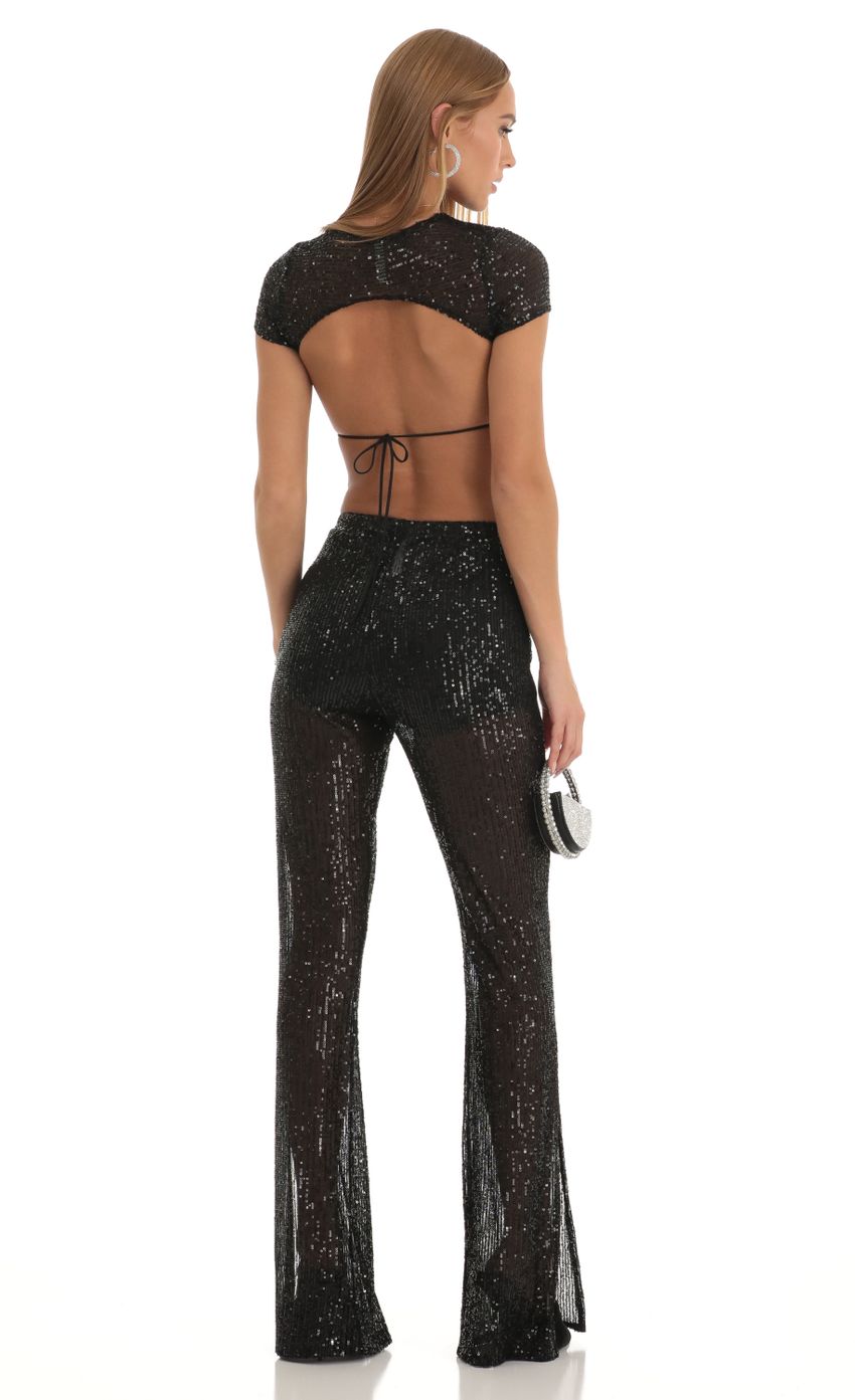 Picture Ada Sequin Two Piece Pant Set in Black. Source: https://media.lucyinthesky.com/data/Jan23/850xAUTO/c5662916-2948-4578-b7f3-960c35f9938f.jpg