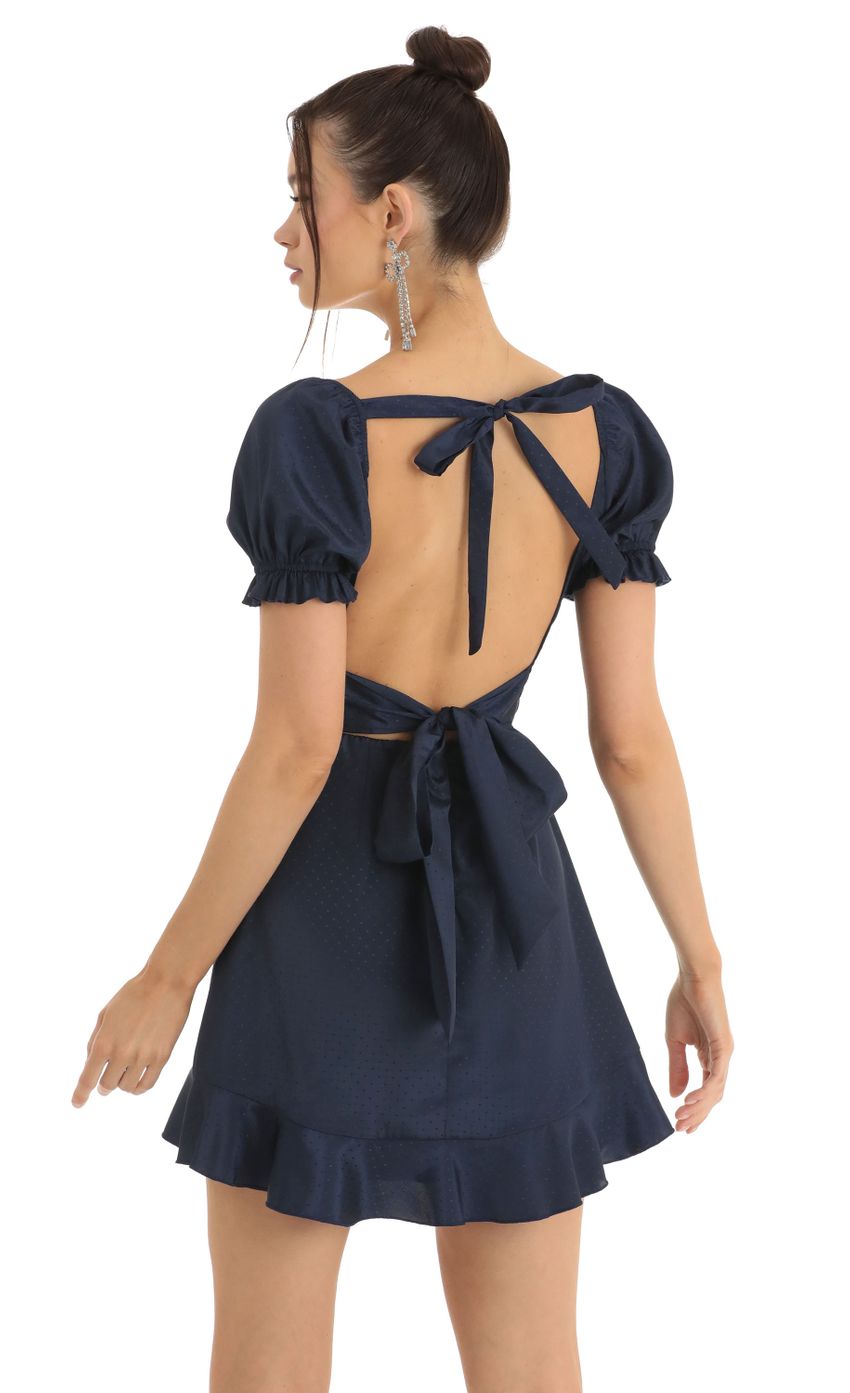 Picture Alice Dotted Satin Fit and Flare Dress in Blue. Source: https://media.lucyinthesky.com/data/Jan23/850xAUTO/c929196a-c79d-4881-886d-f2f9d240ce31.jpg