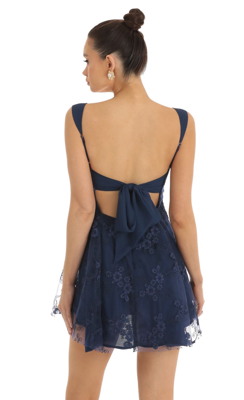 Picture Foxie Floral Mesh Dress in Dark Blue. Source: https://media.lucyinthesky.com/data/Jan23/850xAUTO/ce0fbe84-4f3a-4c02-8a79-808cf2a318b2.jpg