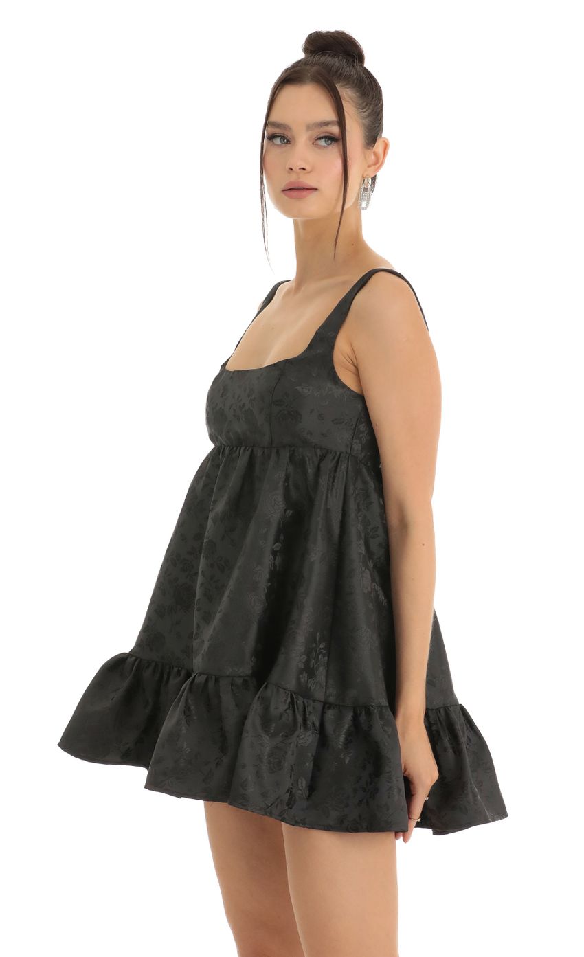 Michele Floral Jacquard Baby Doll Dress in Black LUCY IN THE SKY