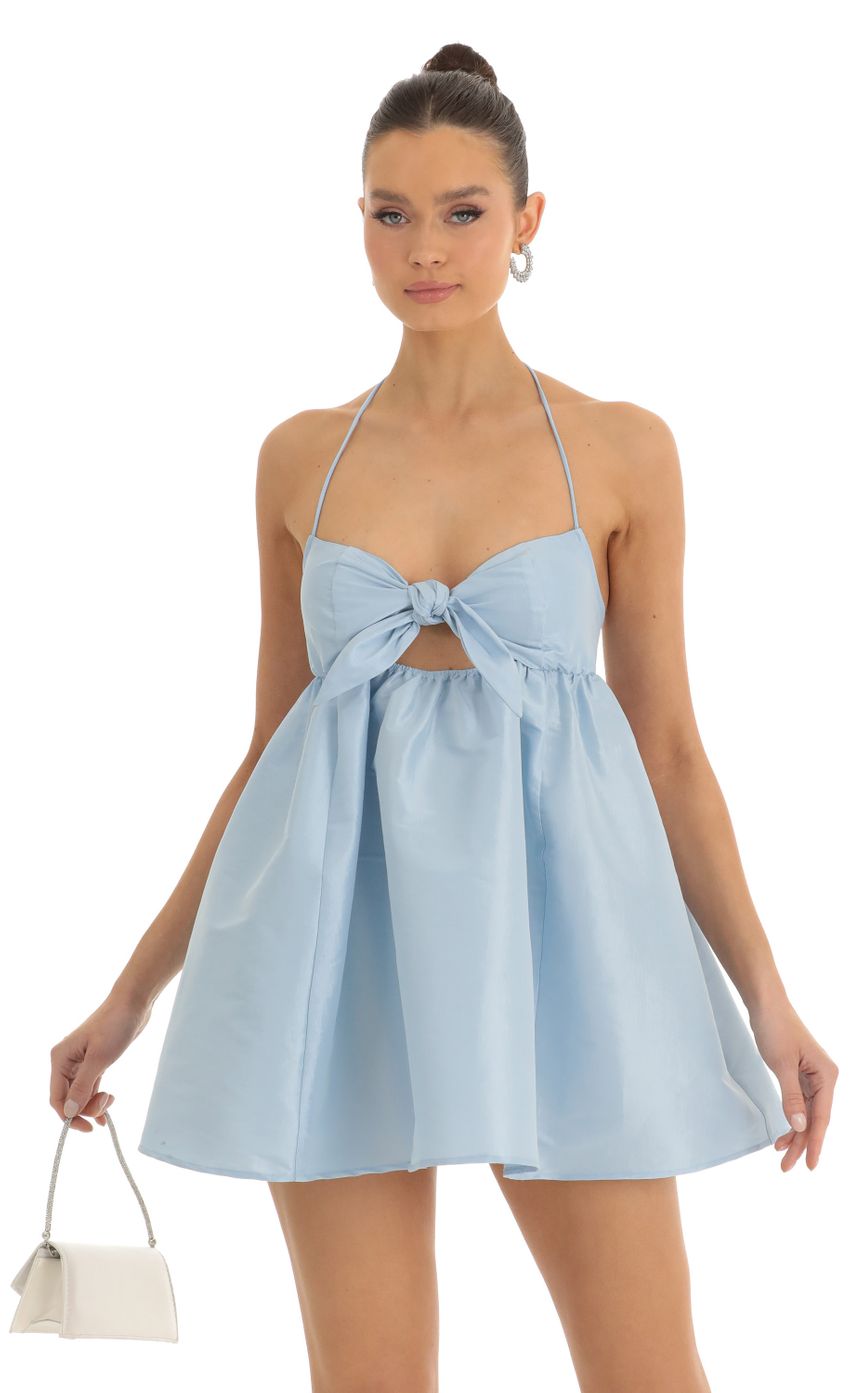 Picture Bellamy Front Tie Baby Doll Dress in Baby Blue. Source: https://media.lucyinthesky.com/data/Jan23/850xAUTO/d87620e7-ee10-4ad7-a0fe-eb1e2a59e2f5.jpg