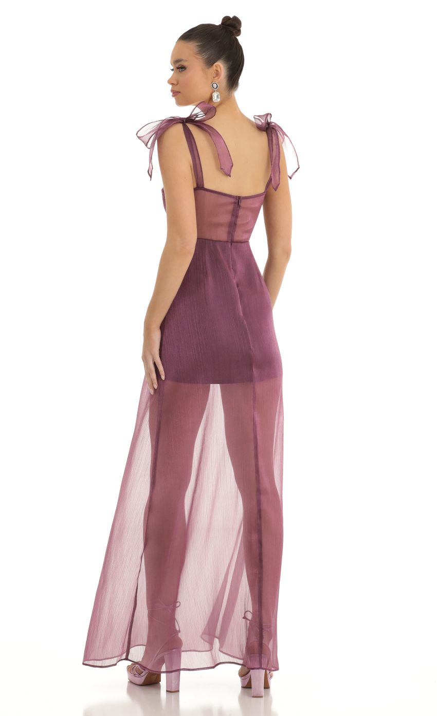 Picture Tia Shoulder Bow A-Line Illusion Maxi Dress in Purple. Source: https://media.lucyinthesky.com/data/Jan23/850xAUTO/f2b9ce8d-6d9b-4df5-8d07-0c5bd022e5fe.jpg