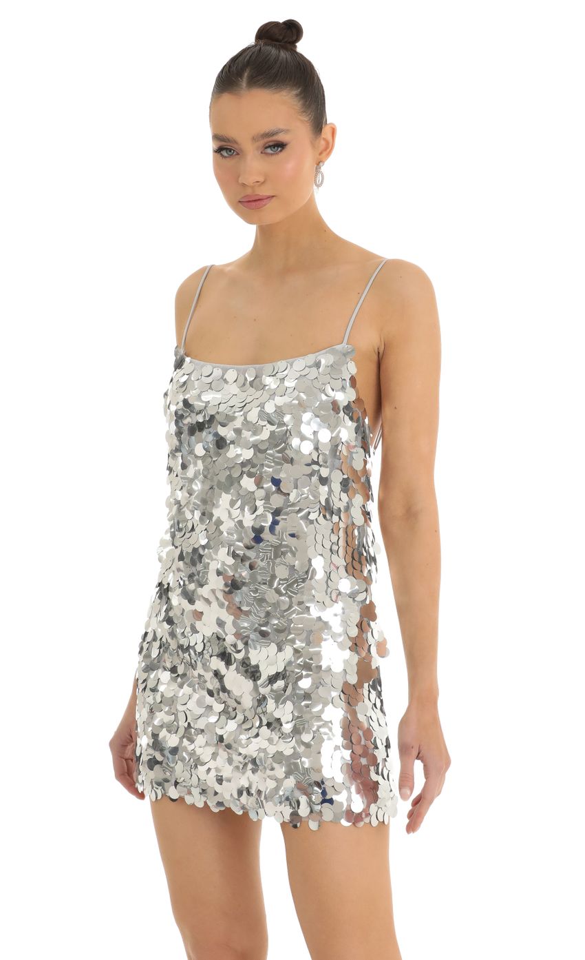 Picture Amalou Big Sequin Cami Dress in Silver. Source: https://media.lucyinthesky.com/data/Jan23/850xAUTO/fc1ce370-b4dd-4c7d-90b5-bdcdfd1c718a.jpg