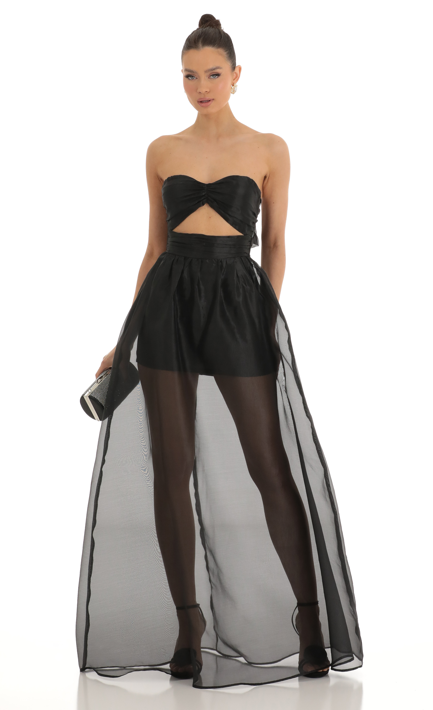 Kalina Cutout Strapless Maxi Dress in Black