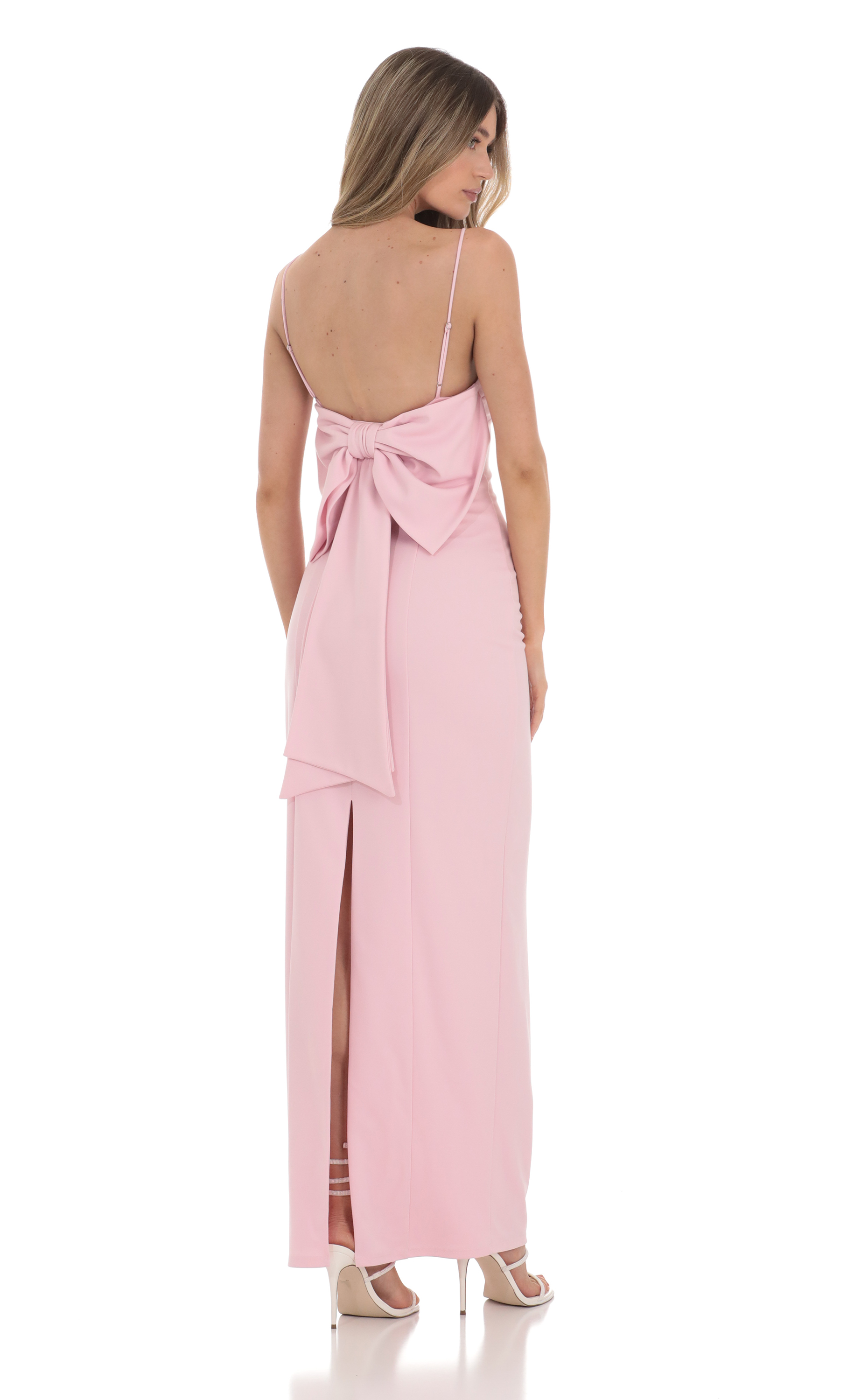 Back Bow Maxi Dress in Pink