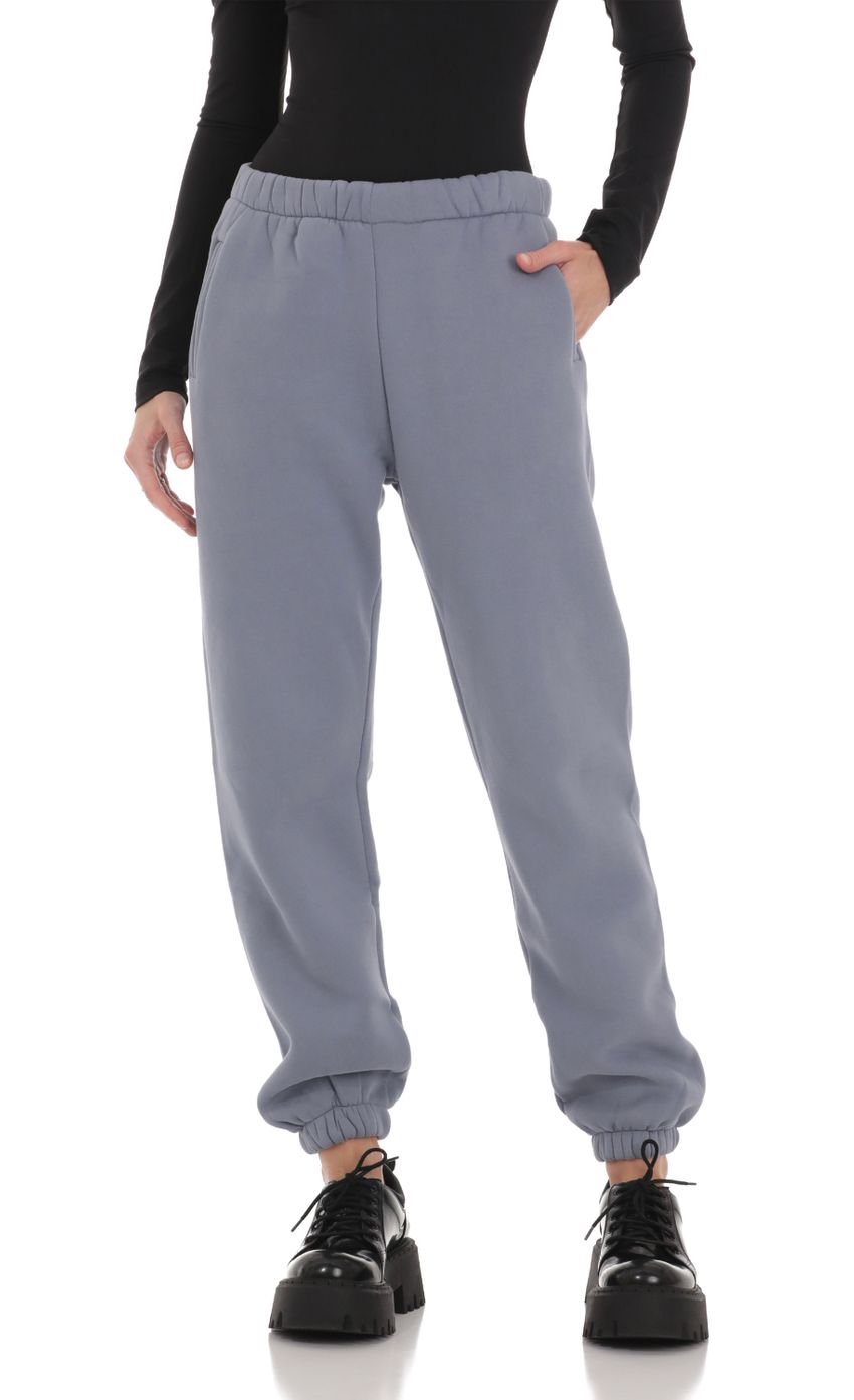 Loose Fit Fleece Sweatpants in Slate Blue | LUCY IN THE SKY