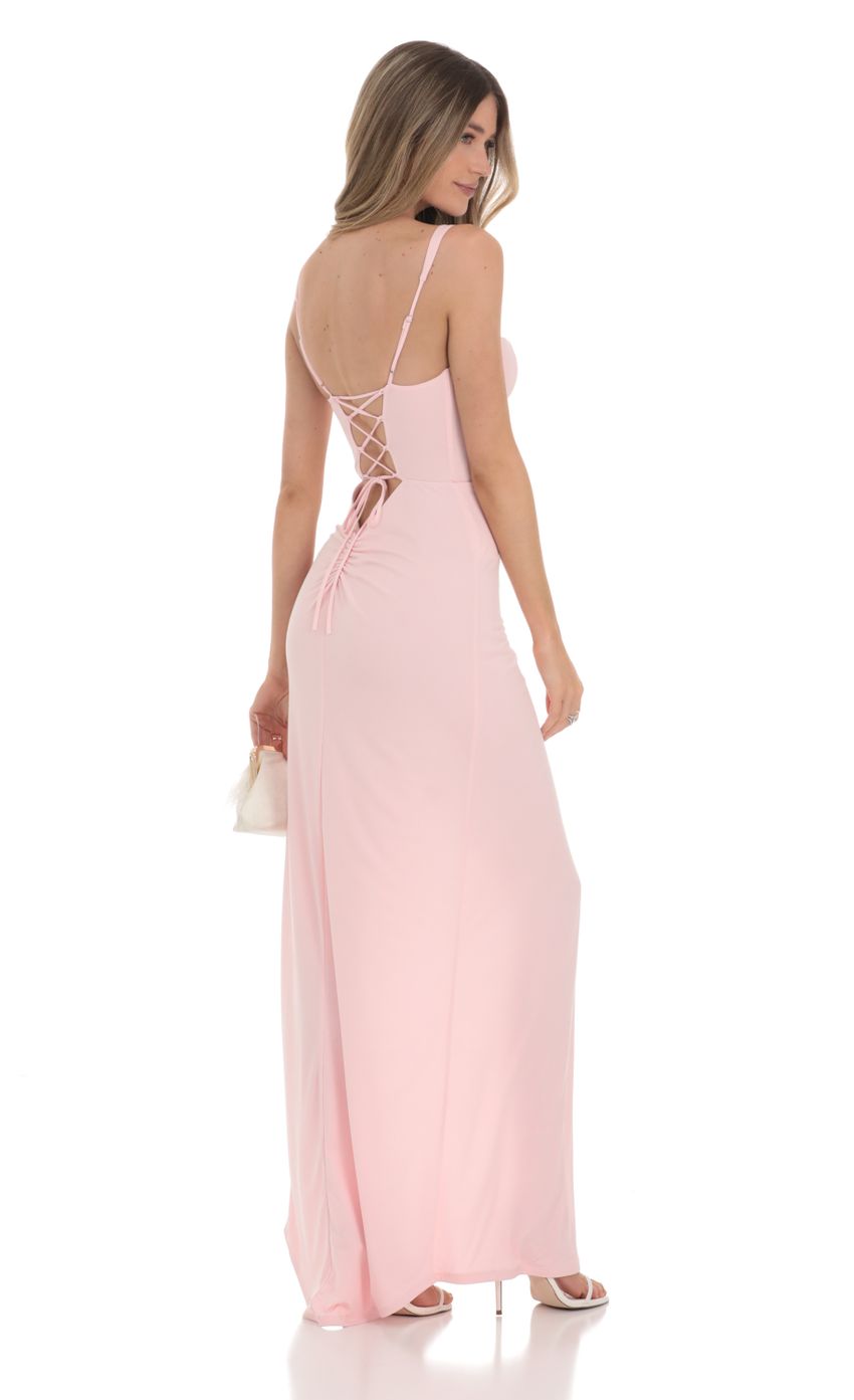 Lace Bust Maxi Dress In Pink Lucy In The Sky 4970