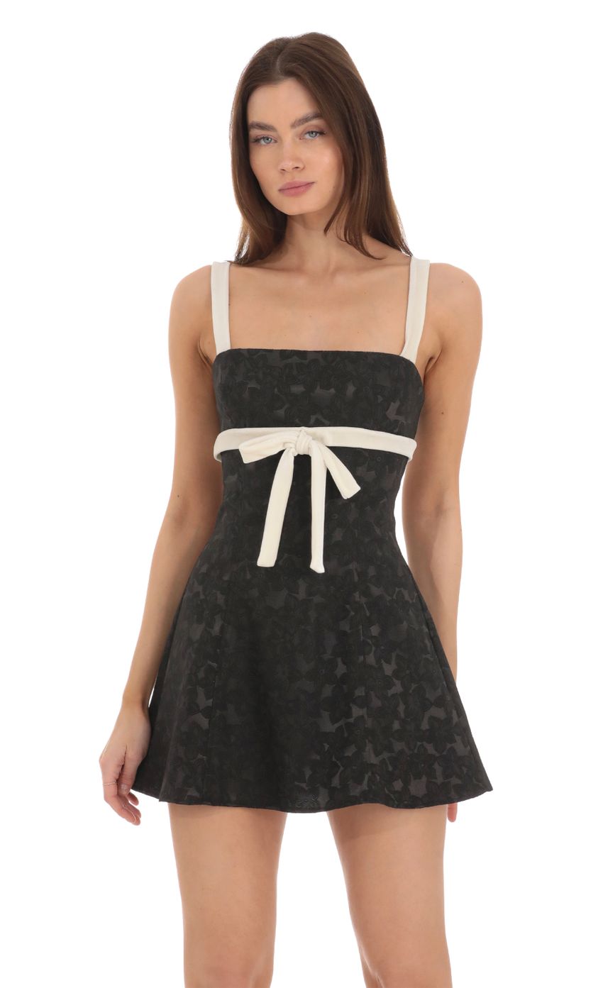 Jacquard Velvet Ribbon Dress in Black LUCY IN THE SKY