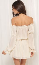 Picture thumb Wild Thoughts Off the Shoulder Dress in Ivory. Source: https://media.lucyinthesky.com/data/Jul17_2/170xAUTO/0Y5A1632.JPG