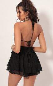 Picture thumb Brielle Halter Chiffon Romper in Black Dots. Source: https://media.lucyinthesky.com/data/Jul19_2/170xAUTO/781A2476.JPG