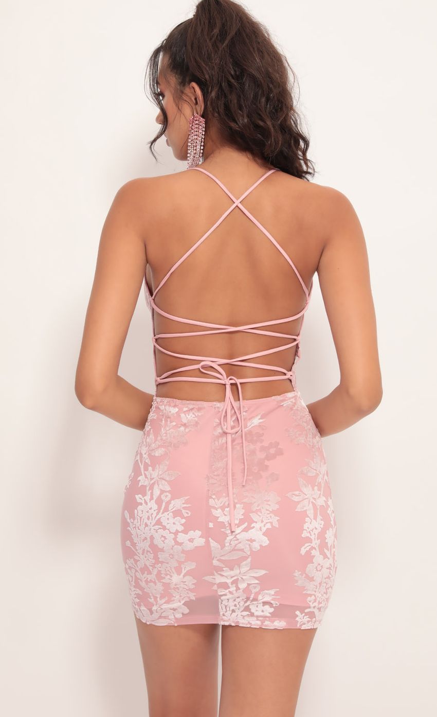 Picture Velvet Rose Bodycon Dress In Light Pink. Source: https://media.lucyinthesky.com/data/Jul19_2/850xAUTO/781A1036.JPG