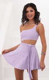 Picture thumb Amara Shoulder A-line Dress in Lilac Lace. Source: https://media.lucyinthesky.com/data/Jul20_2/170xAUTO/781A10431.JPG