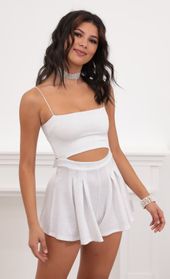 Picture thumb Juliana Cutout Romper in Silvery White. Source: https://media.lucyinthesky.com/data/Jul20_2/170xAUTO/781A5844.JPG