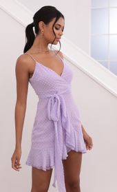 Picture thumb Becca Wrap Dress in Lilac Dotted Chiffon. Source: https://media.lucyinthesky.com/data/Jul21_1/170xAUTO/1V9A1352.JPG