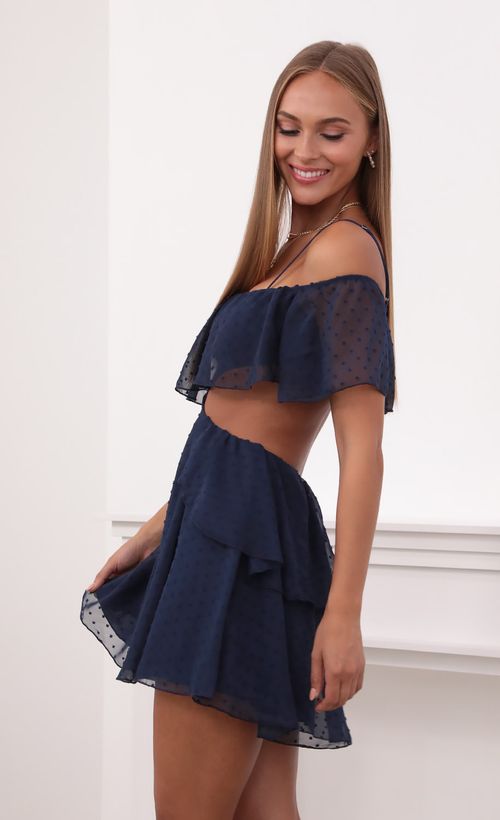 Picture Tallula Mesh Cutout Dress in Navy. Source: https://media.lucyinthesky.com/data/Jul21_1/500xAUTO/1V9A1354.JPG
