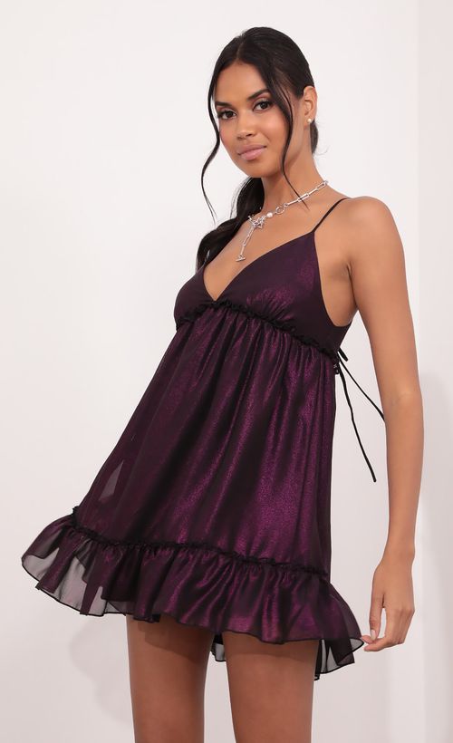 Picture Rosa Day Dress in Purple Metallic. Source: https://media.lucyinthesky.com/data/Jul21_1/500xAUTO/1V9A27871.JPG
