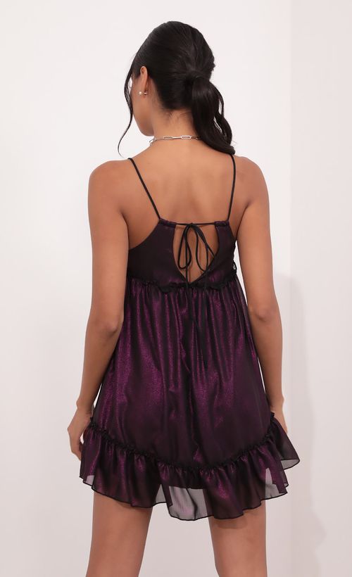 Picture Rosa Day Dress in Purple Metallic. Source: https://media.lucyinthesky.com/data/Jul21_1/500xAUTO/1V9A2839.JPG
