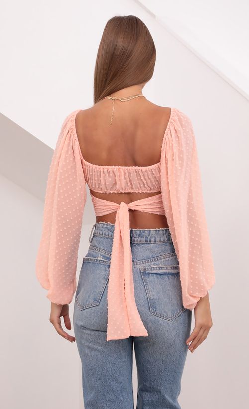 Picture Sadie Chiffon Top in Peach. Source: https://media.lucyinthesky.com/data/Jul21_1/500xAUTO/1V9A3371.JPG