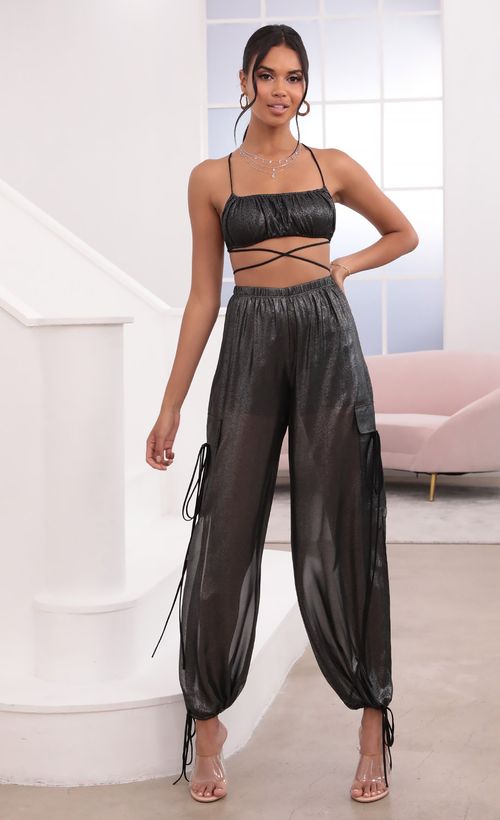 Picture Mya Pant Set In Black Sparkle. Source: https://media.lucyinthesky.com/data/Jul21_1/500xAUTO/1V9A3591.JPG